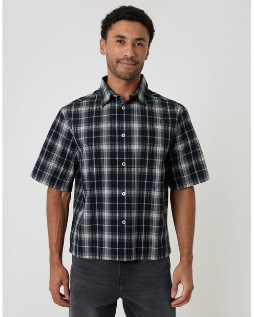 Threadbare Gray Boxy Fit Short Sleeve Shirt for men