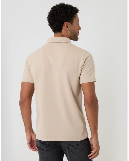 Threadbare Natural Textured Hidden Placket Polo Shirt for men