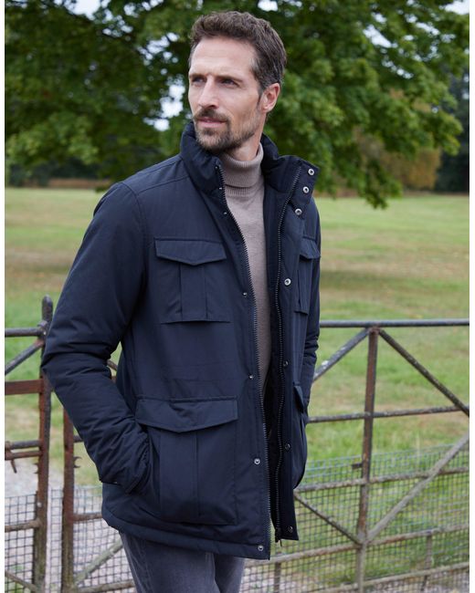 Threadbare Black Funnel Neck Utility Coat for men