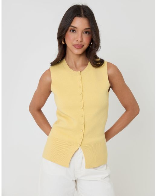 Threadbare Yellow Crew Neck Compact Knit Vest
