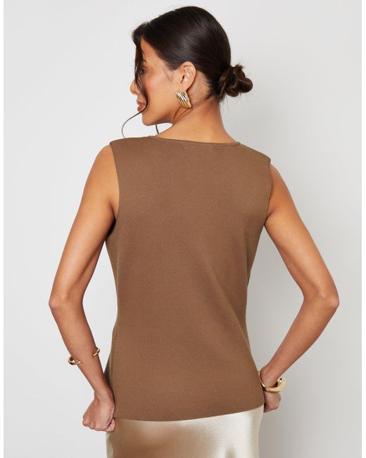 Threadbare Brown Ribbed Knitted Waistcoat