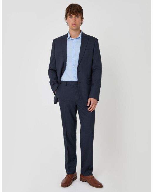 Threadbare Blue Tailored Fit Single Breasted Blazer for men