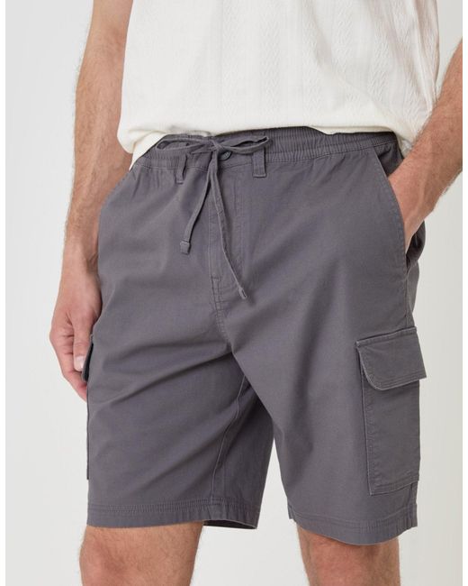 Threadbare White Regular Fit Textured Cargo Shorts for men