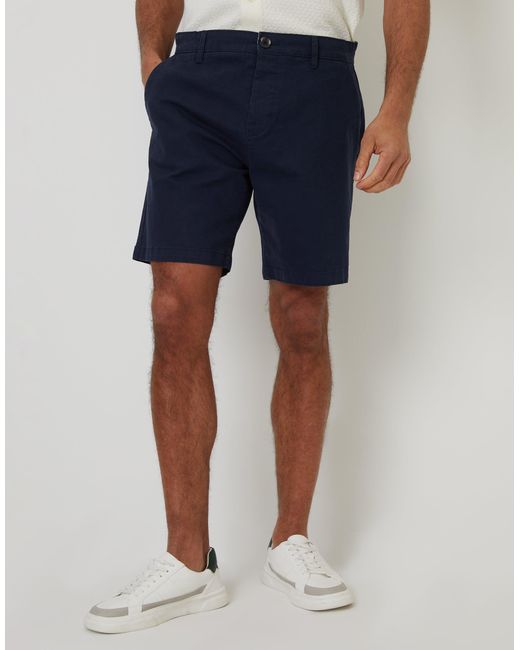 Threadbare Blue Regular Fit Stretch Chino Shorts for men