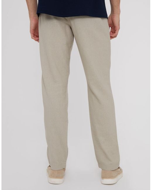 Threadbare Gray Linen Blend Drawcord Trousers for men