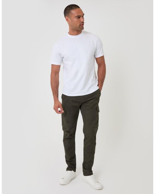 Threadbare White Slim Fit Cargo Style Trousers for men