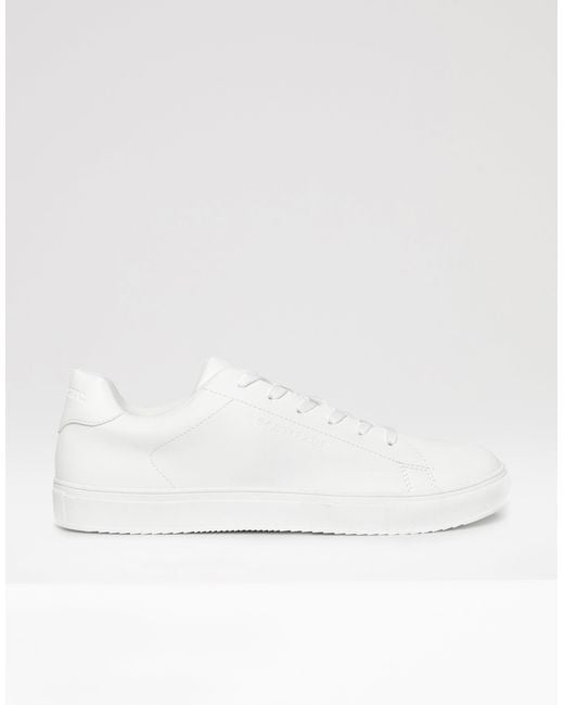 Threadbare White Pu Court Trainers for men