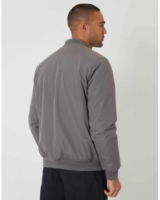 Threadbare Gray Padded Bomber Jacket for men