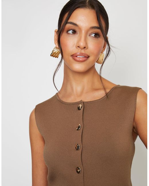 Threadbare Brown Ribbed Knitted Waistcoat