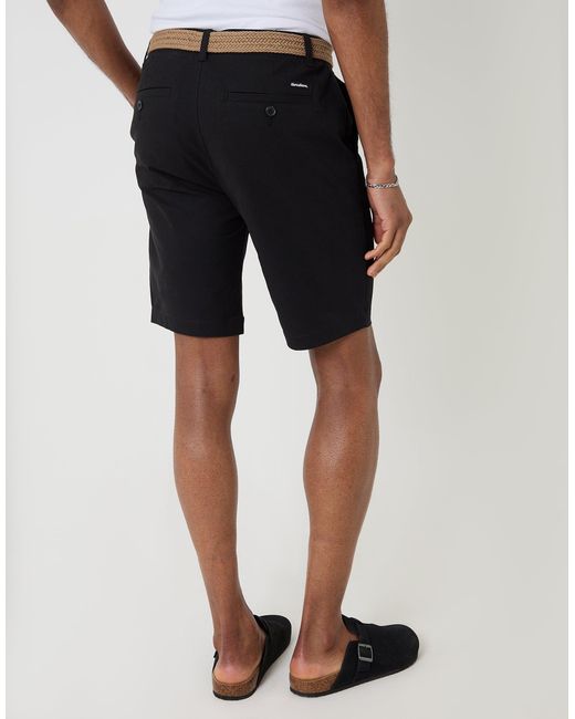 Threadbare Black Belted Chino Shorts for men