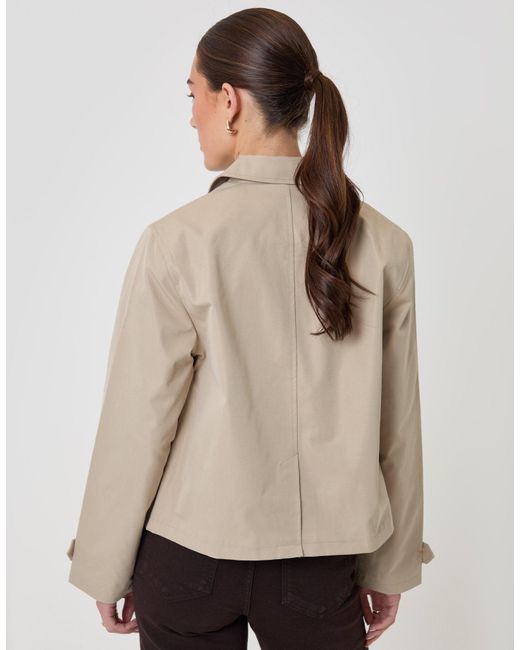 Threadbare Natural Cropped Collared Trench Coat