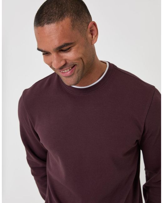 Threadbare Purple Cotton Mock Layer Long Sleeve T-Shirt for men