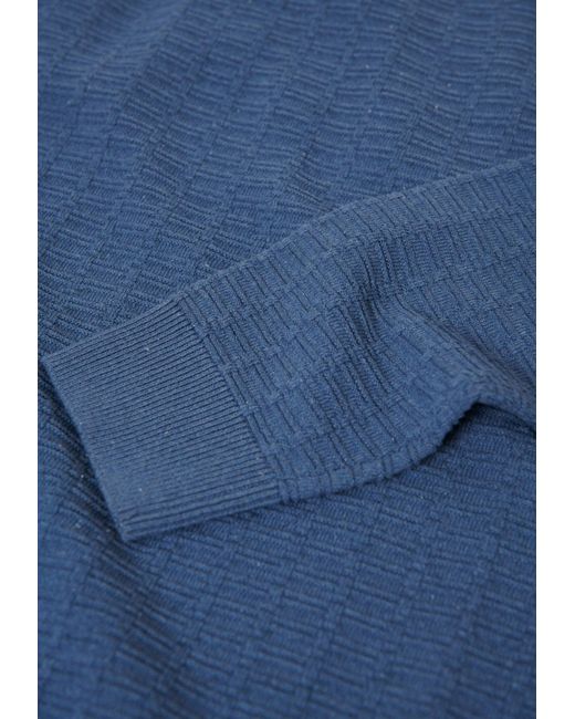 Threadbare Blue Mock Shirt Textured Knitted Jumper for men