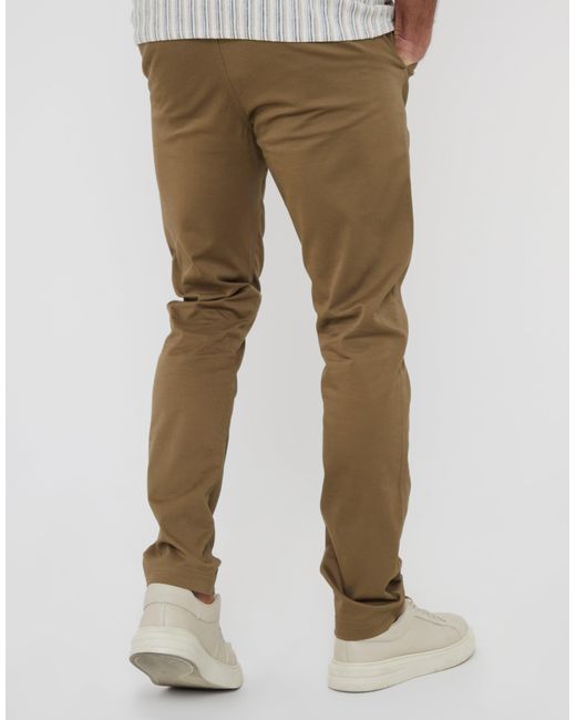 Threadbare Natural Slim Fit Dark Chino Trousers for men