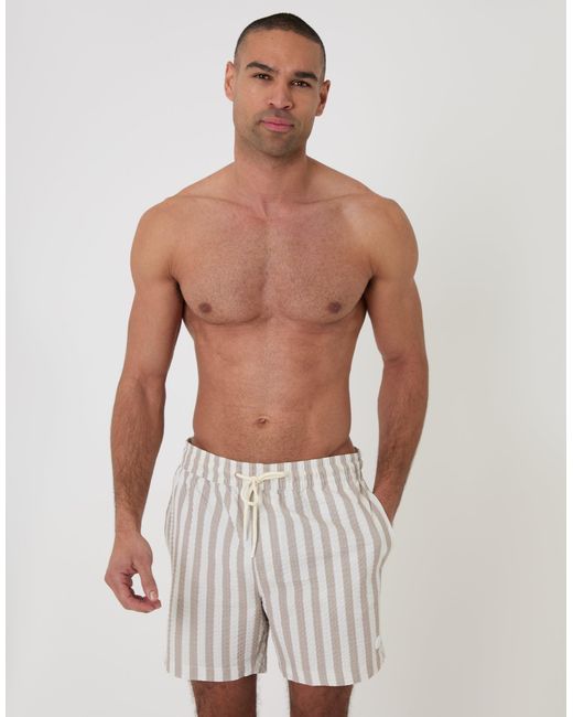 Threadbare White Seersucker Swim Shorts for men