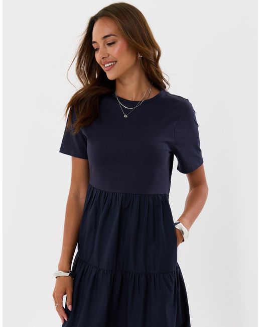 Threadbare Blue Tiered Midaxi Dress