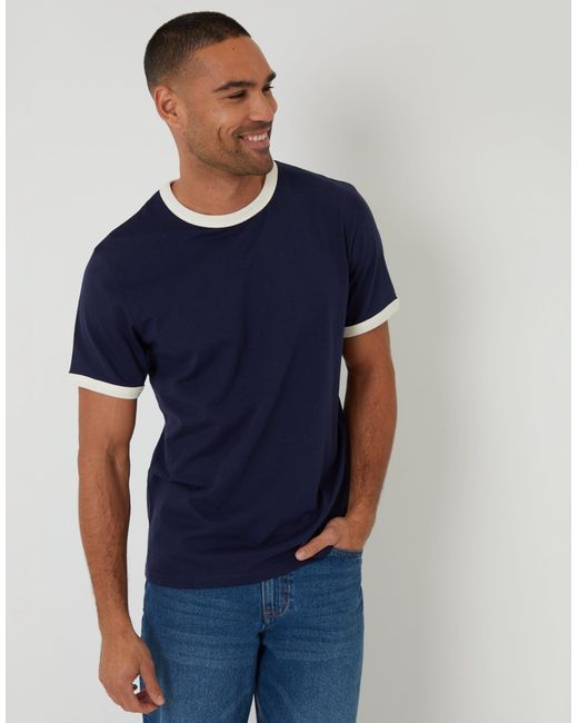 Threadbare Blue 2 Pack Cotton Ringer T-Shirts for men