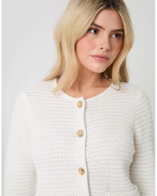 Threadbare White Patch Pocket Crew Neck Cardigan