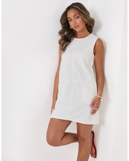 Threadbare White Denim Mini Shift Dress