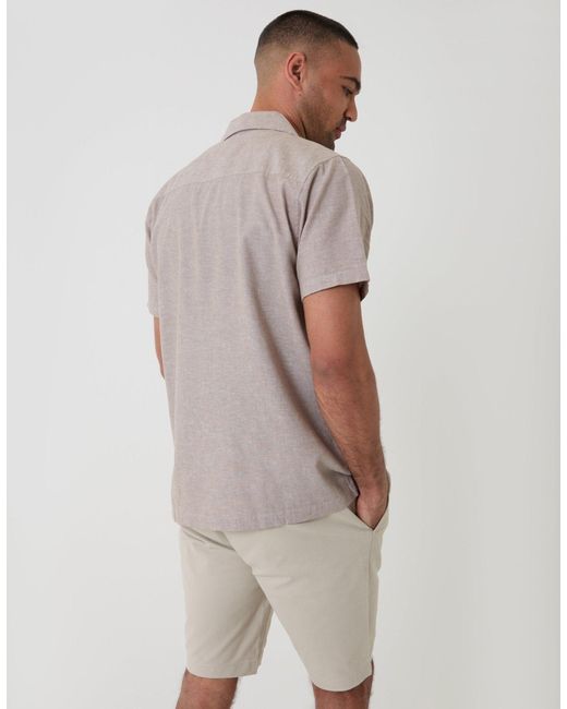 Threadbare Gray Linen Cotton Blend Short Sleeve Shirt for men