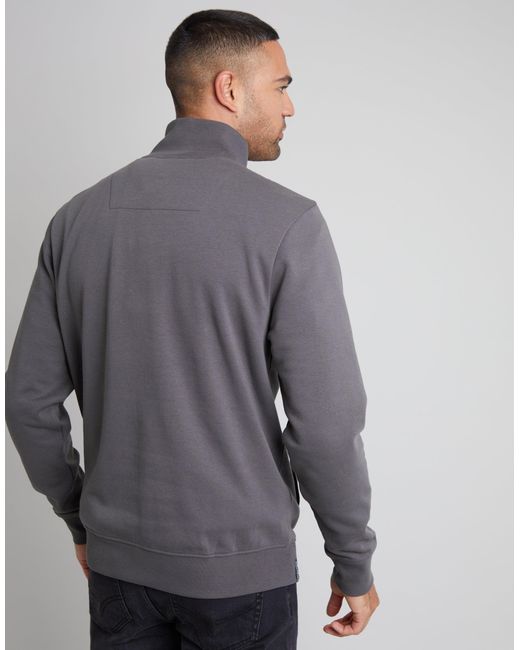 Threadbare Gray Quarter Zip Sweatshirt for men