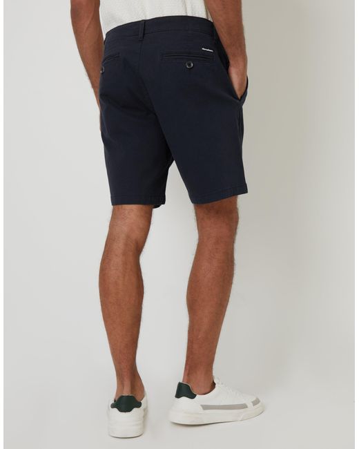 Threadbare Blue Regular Fit Stretch Chino Shorts for men