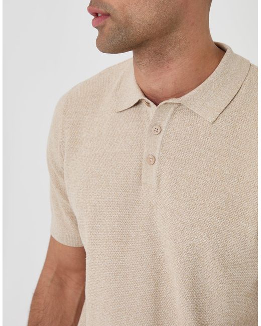 Threadbare Gray Moss Stitch Knitted Polo for men