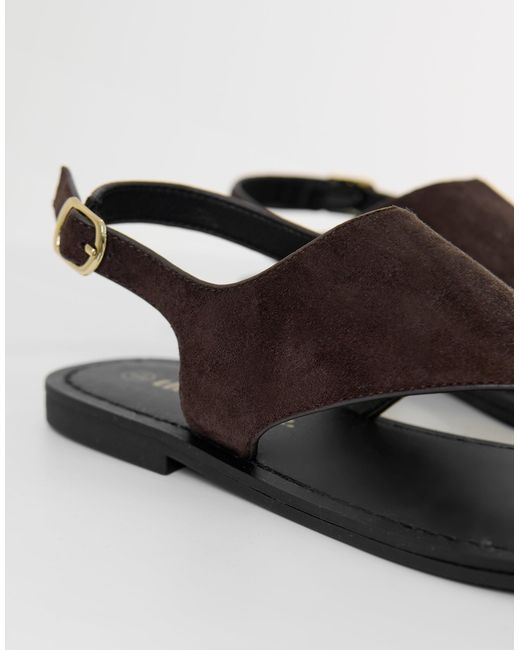 Threadbare Black T-Strap Toe Loop Sandals