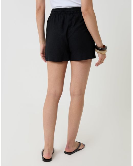 Threadbare White Linen Blend Tie Waist Shorts
