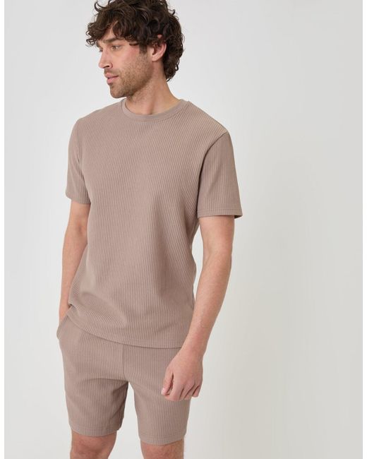 Threadbare Natural Regular Fit Ribbed Shorts for men
