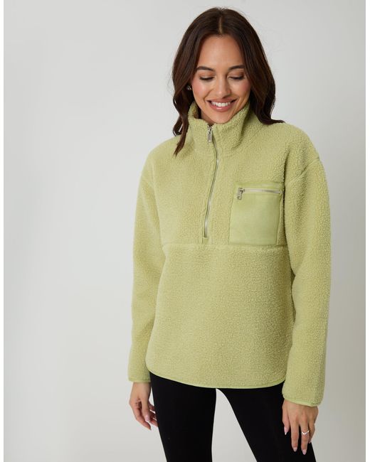 Threadbare Green Half Zip Borg Fleece