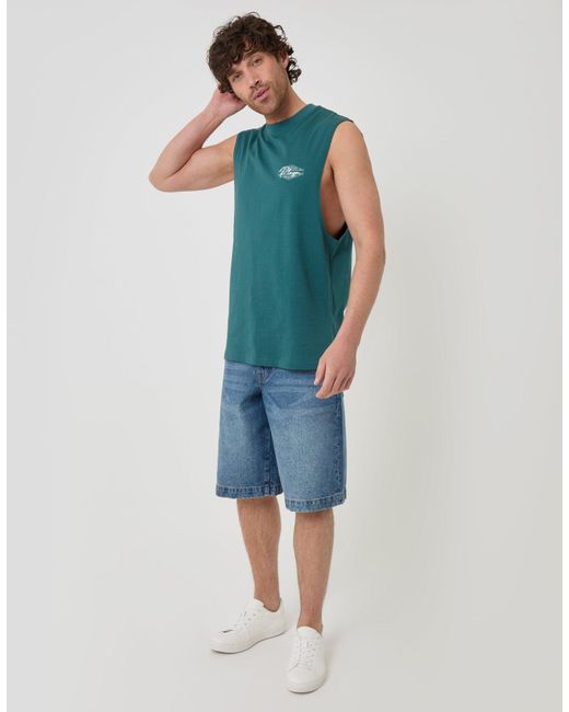 Threadbare Blue Relaxed Fit Playa Cotton Vest for men