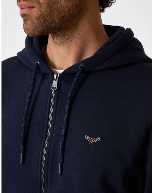 Threadbare Blue Zip-Through Hoodie for men