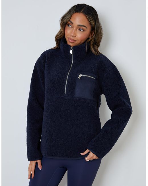 Threadbare Blue Half Zip Borg Fleece