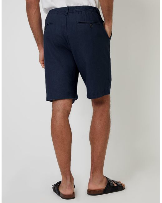 Threadbare Blue Linen Blend Shorts for men