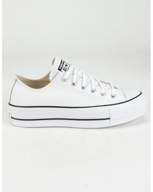Converse Leather Chuck Taylor All Star Lift Womens Low Top Shoes in White - Lyst