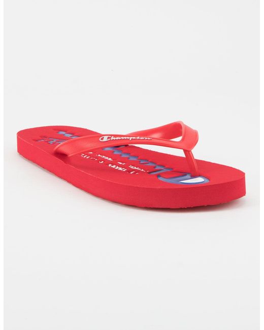 Champion Rubber Flip King Script Red Mens Sandals for Men - Lyst