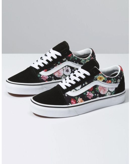 Vans Suede Ua Old Skool Lux Floral Sneaker In Black White