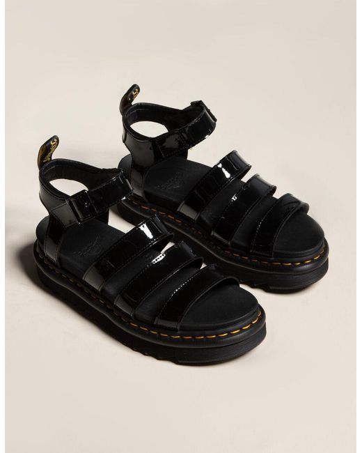 Dr. Martens Leather Blaire Patent Womens Platform Sandals in Black - Lyst