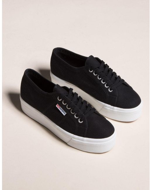 black superga flatforms