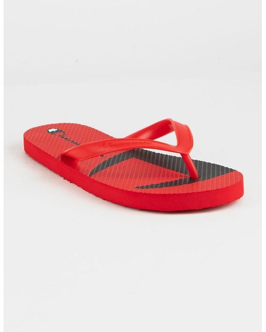 Champion Synthetic Lifetm Flip Flops Split C Logo, Scarlet in Red for Men - Save 65% - Lyst