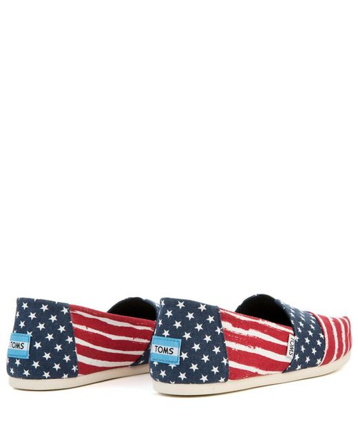 toms red white and blue shoes