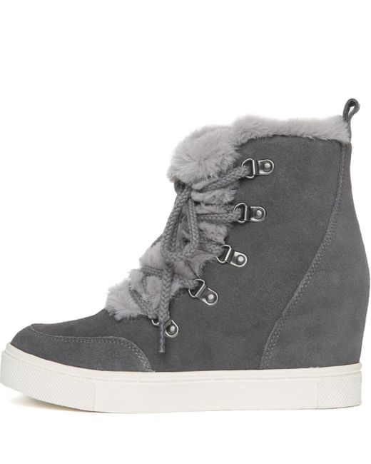 gray wedge booties