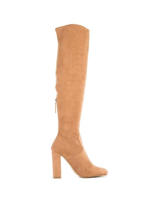camel thigh high boots