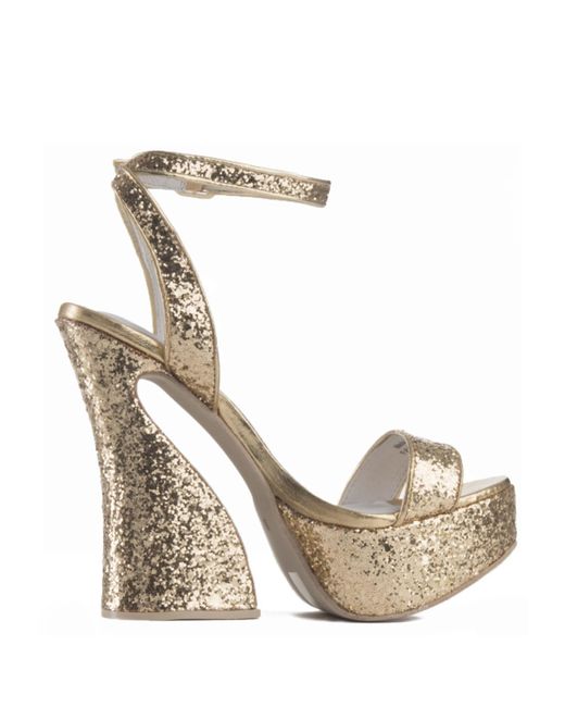 gold platform wedges