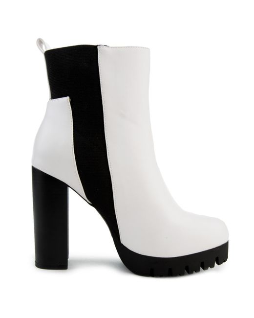 white chunky heel boot