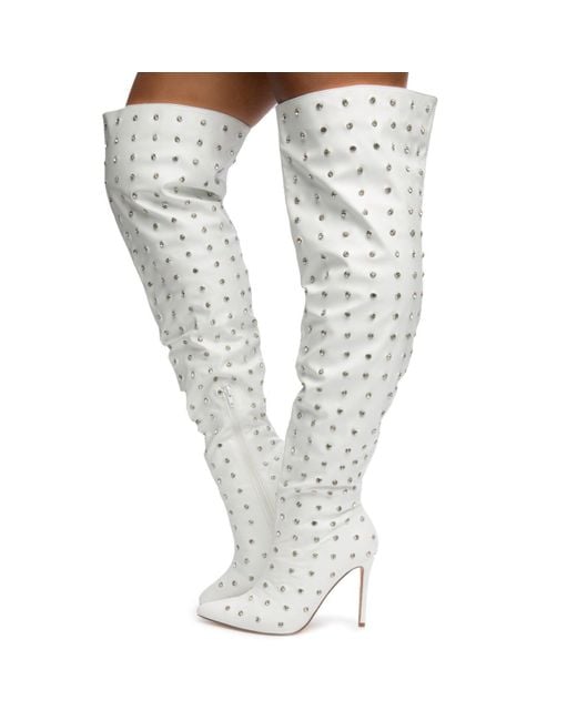 rhinestone knee high boots