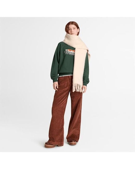 Timberland Green Brushed Back Graphic Crew Sweatshirt For