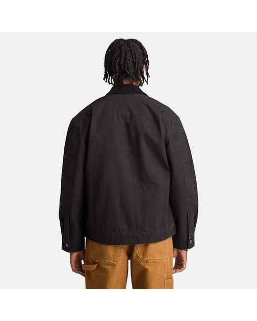 Timberland Black Strafford Quilted Washed Canvas Printed Jacket for men