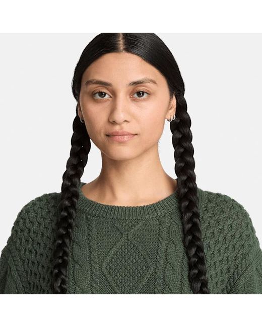 Timberland Green Phillips Brook Cable-Knit Crewneck Jumper For for men
